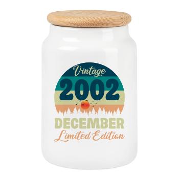 Birthday December 2002 Birthday Gift - Cookie Jar with Wooden Lid - white - Front