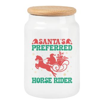 Hobby Horse Rider Preferred English Riding - Keksdose mit Holzdeckel - Weiß - Vorne