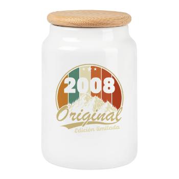 2008 Vintage Retro Geburtstagsgeschenk - Keksdose mit Holzdeckel - Weiß - Vorne
