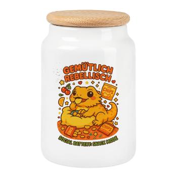 Cozy Rebellious Shirt, Snack Fashion - Cookie Jar with Wooden Lid - white - Front