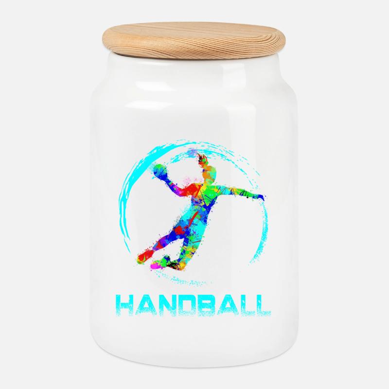 Handball - Keksdose mit Holzdeckel - Weiß