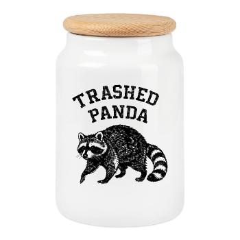 Panda détruit - Boîte à biscuits avec couvercle en bois - blanc - Devant