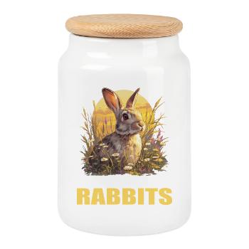 Lapin Lapin - Boîte à biscuits avec couvercle en bois - blanc - Devant
