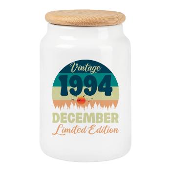 Birthday December 1994 Birthday Gift - Cookie Jar with Wooden Lid - white - Front