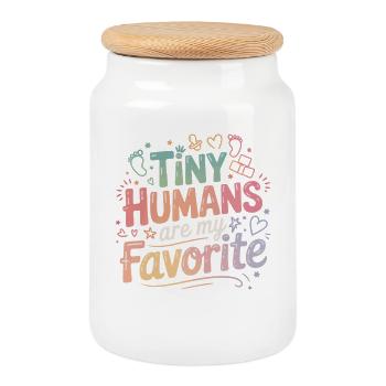 Little people, my favorites - Cookie Jar with Wooden Lid - white - Front