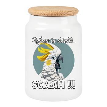 Creative gift for cockatoo and bird lovers - Cookie Jar with Wooden Lid - white - Front