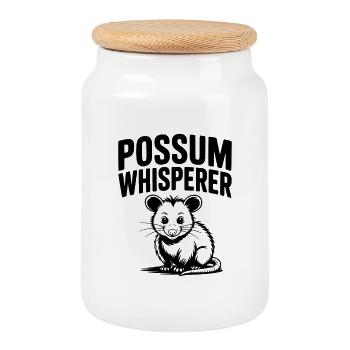 Possum Whisperer - Cookie Jar with Wooden Lid - white - Front