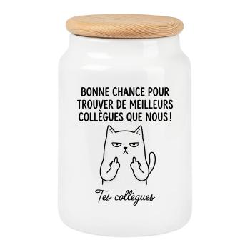 Leaving colleague work new job good luck - Cookie Jar with Wooden Lid - white - Front