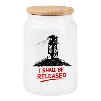 Cry for freedom at the watchtower - Cookie Jar with Wooden Lid - white - Front