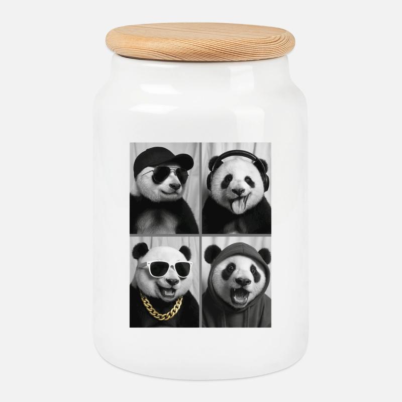Panda - Keksdose mit Holzdeckel - Weiß