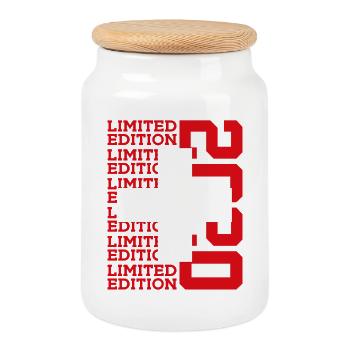 LIMITED EDITION 2020 SWITZERLAND 6TH BIRTHDAY - Cookie Jar with Wooden Lid - white - Front