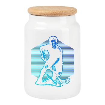 Fresh floorball motif for floorball - Cookie Jar with Wooden Lid - white - Front