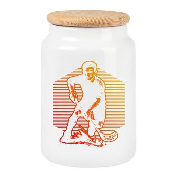 Fresh floorball motif for floorball - Cookie Jar with Wooden Lid - white - Front