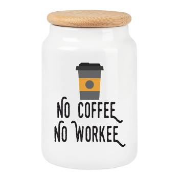 Pas de café, pas de workee - Boîte à biscuits avec couvercle en bois - blanc - Devant