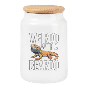 Weirdo With A Beardo - Cookie Jar with Wooden Lid - white - Front