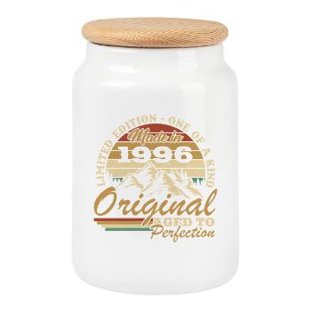 1996 Vintage Rétro Cadeau D'anniversaire - Boîte à biscuits avec couvercle en bois - blanc - Devant