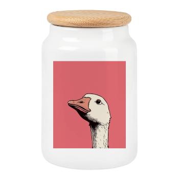 Judgmental Goose Illustration – Funny Animal Art D - Keksdose mit Holzdeckel - Weiß - Vorne