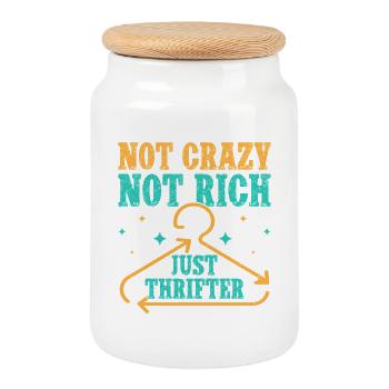 Thrift Shopper Not Crazy Not Rich Just Thrifter - Keksdose mit Holzdeckel - Weiß - Vorne