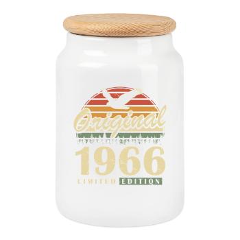 1966 Jahrgang geboren Retro Vintage Geburtstag - Keksdose mit Holzdeckel - Weiß - Vorne