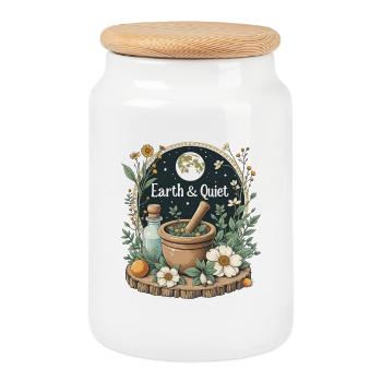 Earth & Quiet Forest Witches Nature Magic - Cookie Jar with Wooden Lid - white - Front