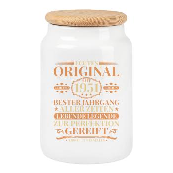 Millésime anniversaire 1951 Née Millésime - Boîte à biscuits avec couvercle en bois - blanc - Devant