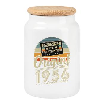 Original 1956 Vintage Vintage Anniversaire Rétro - Boîte à biscuits avec couvercle en bois - blanc - Devant