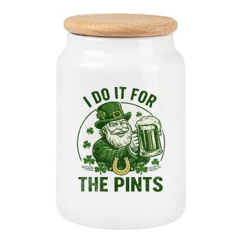 Leprechaun Pints Celebration - Cookie Jar with Wooden Lid - white - Front