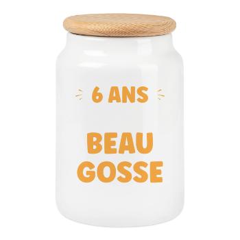 Humor 6 years old - Cookie Jar with Wooden Lid - white - Front