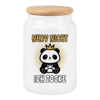 Gamer - Nerv nicht ich zocke - Keksdose mit Holzdeckel - Weiß - Vorne