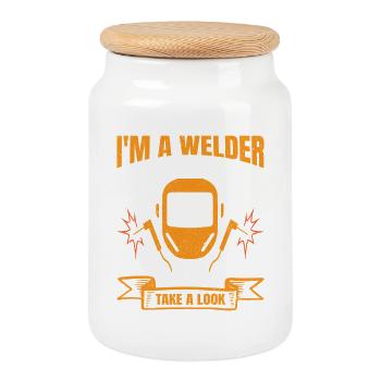 I´m A Welder Not A Gynecologist Stuff Welders Gift - Keksdose mit Holzdeckel - Weiß - Vorne