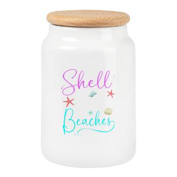 Shell collector shell - Cookie Jar with Wooden Lid - white - Front
