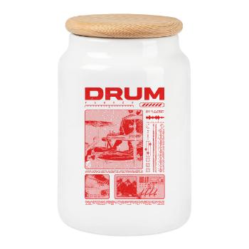 Rock Drummer Drum Player Streetwear - Cookie Jar with Wooden Lid - white - Front