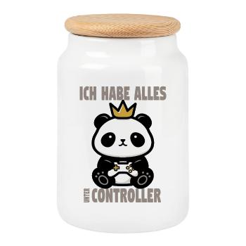 ich habe alles unter controller - Keksdose mit Holzdeckel - Weiß - Vorne
