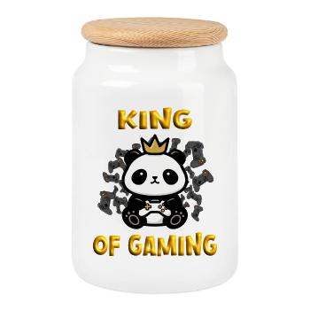 King of Gaming Panda - Cookie Jar with Wooden Lid - white - Front