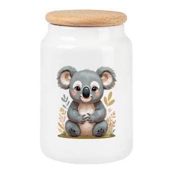Kuschelkau Koala im Blättermeer - Keksdose mit Holzdeckel - Weiß - Vorne