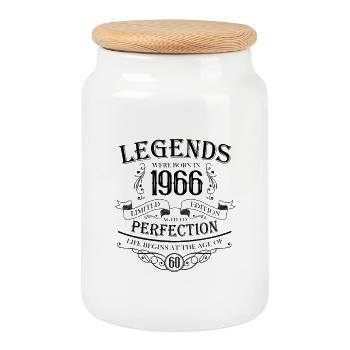60 Geburtstag 1966 Legenden Vintage Design - Keksdose mit Holzdeckel - Weiß - Vorne