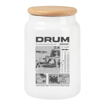 Batteur rock Drumplayer Streetwear - Boîte à biscuits avec couvercle en bois - blanc - Devant