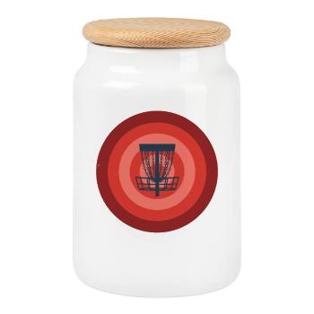 Disc Golf Basket Target Funny Disc Flying Disc - Boîte à biscuits avec couvercle en bois - blanc - Devant
