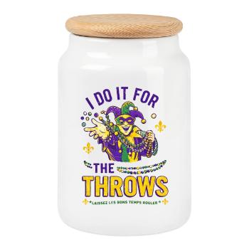 Perles Bouffons du Mardi Gras - Boîte à biscuits avec couvercle en bois - blanc - Devant