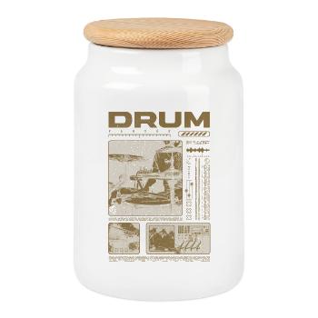 Batteur rock Drumplayer Streetwear - Boîte à biscuits avec couvercle en bois - blanc - Devant