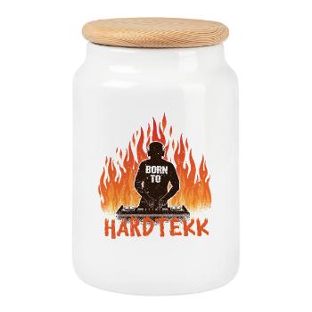 Hardtekk Tekke East Germany - Cookie Jar with Wooden Lid - white - Front