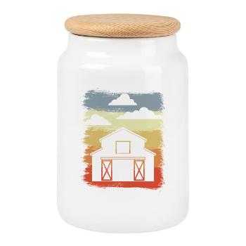 Grange Rétro - Boîte à biscuits avec couvercle en bois - blanc - Devant