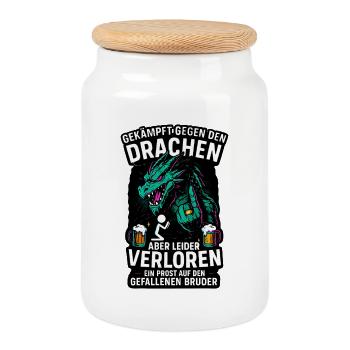 Équipe de la fête de garçon Bräutigam - Boîte à biscuits avec couvercle en bois - blanc - Devant