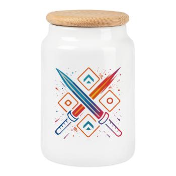 Gaming Swords Neon - Cookie Jar with Wooden Lid - white - Front