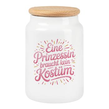 Princess doesn't need a costume carnival carnival - Cookie Jar with Wooden Lid - white - Front
