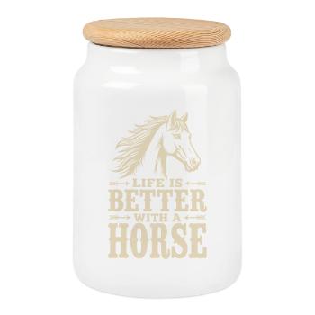 Life is Better with a Horse Reiter Statement - Cookie Jar with Wooden Lid - white - Front