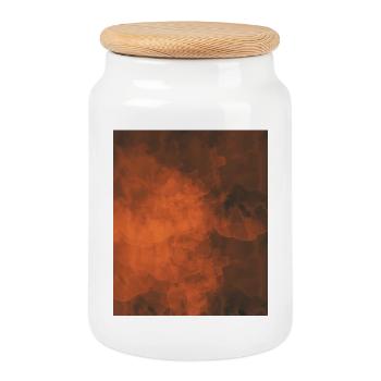 Flammiger Nebel Farbspiel - Keksdose mit Holzdeckel - Weiß - Vorne