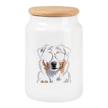 Australian Shepherd - Keksdose mit Holzdeckel - Weiß - Vorne