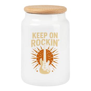 Continue de rocker, guitare rockfan - Boîte à biscuits avec couvercle en bois - blanc - Devant