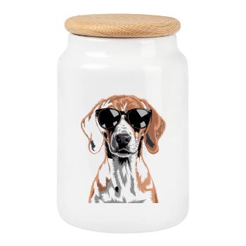 English Foxhound - Keksdose mit Holzdeckel - Weiß - Vorne
